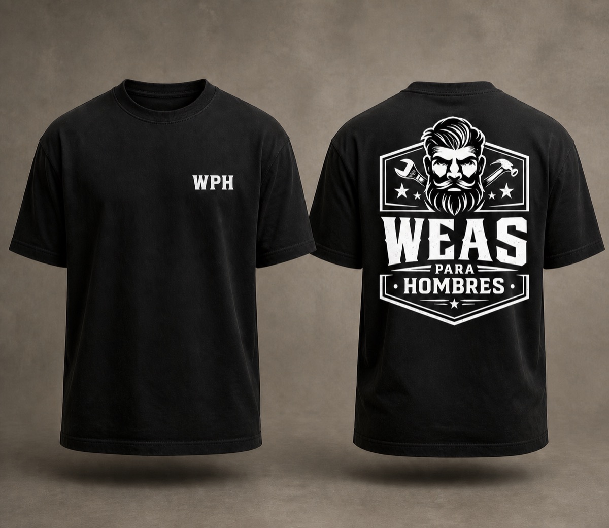 Diseño de polera WPH, frente y espalda