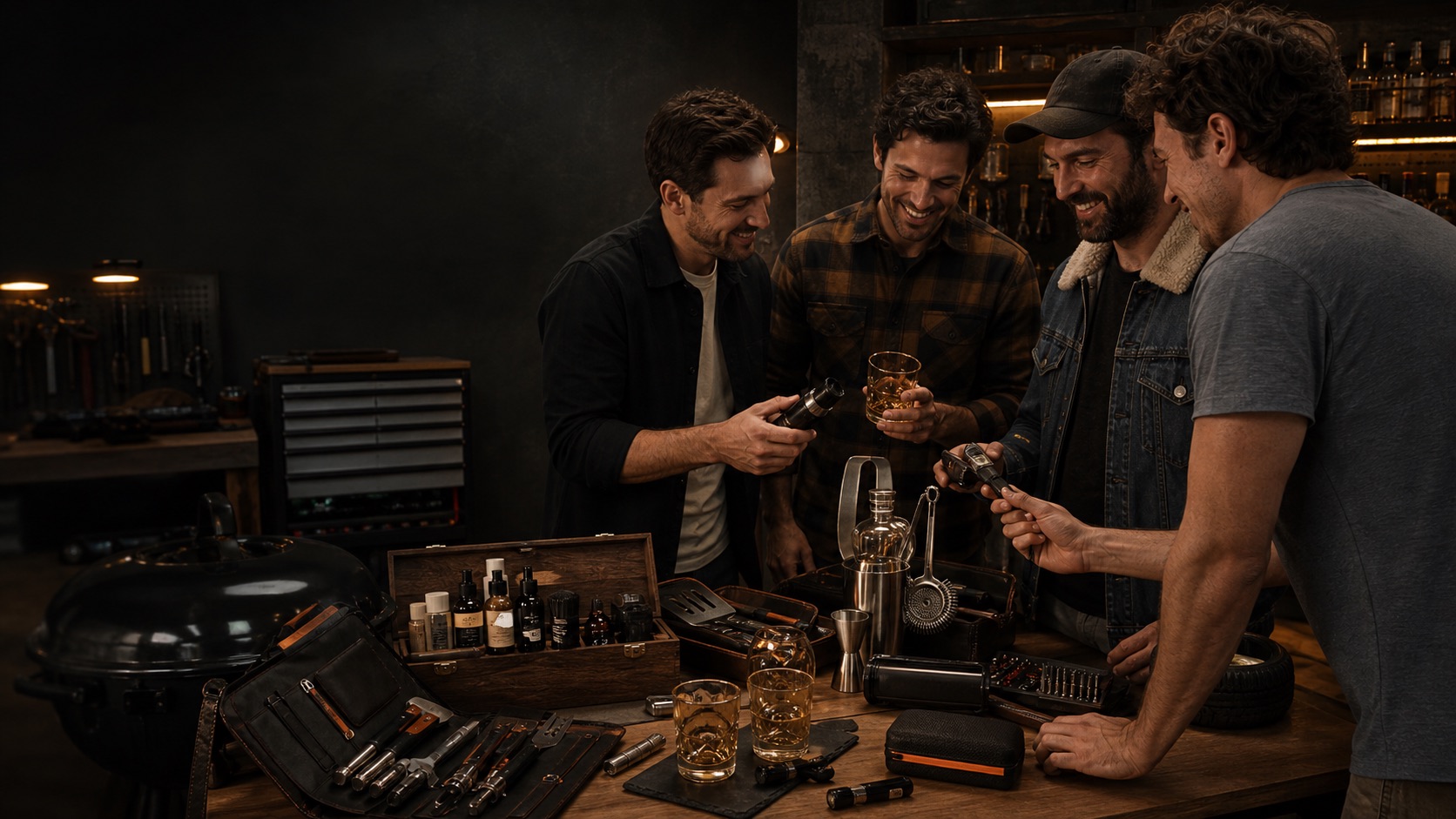 Una junta con amigos y productos para compartir